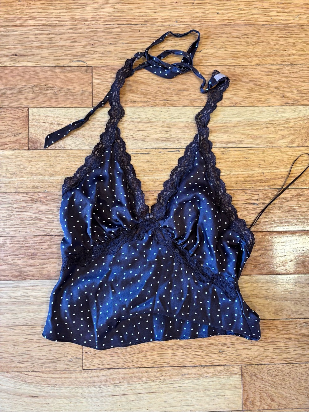 Reformation Brown Polka Dot Lace-Trim Cami - Picture 2 of 3